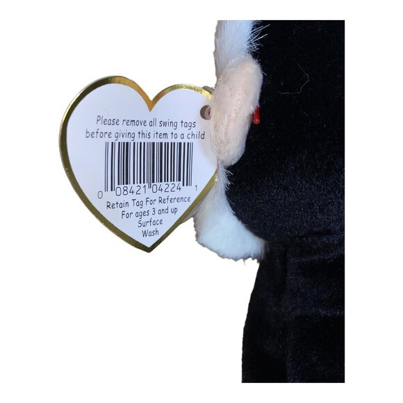 Ty Beanie Babies "Mooch" Monkey Plush Toy 1998 Black & Cream Collectible - Picture 7 of 9